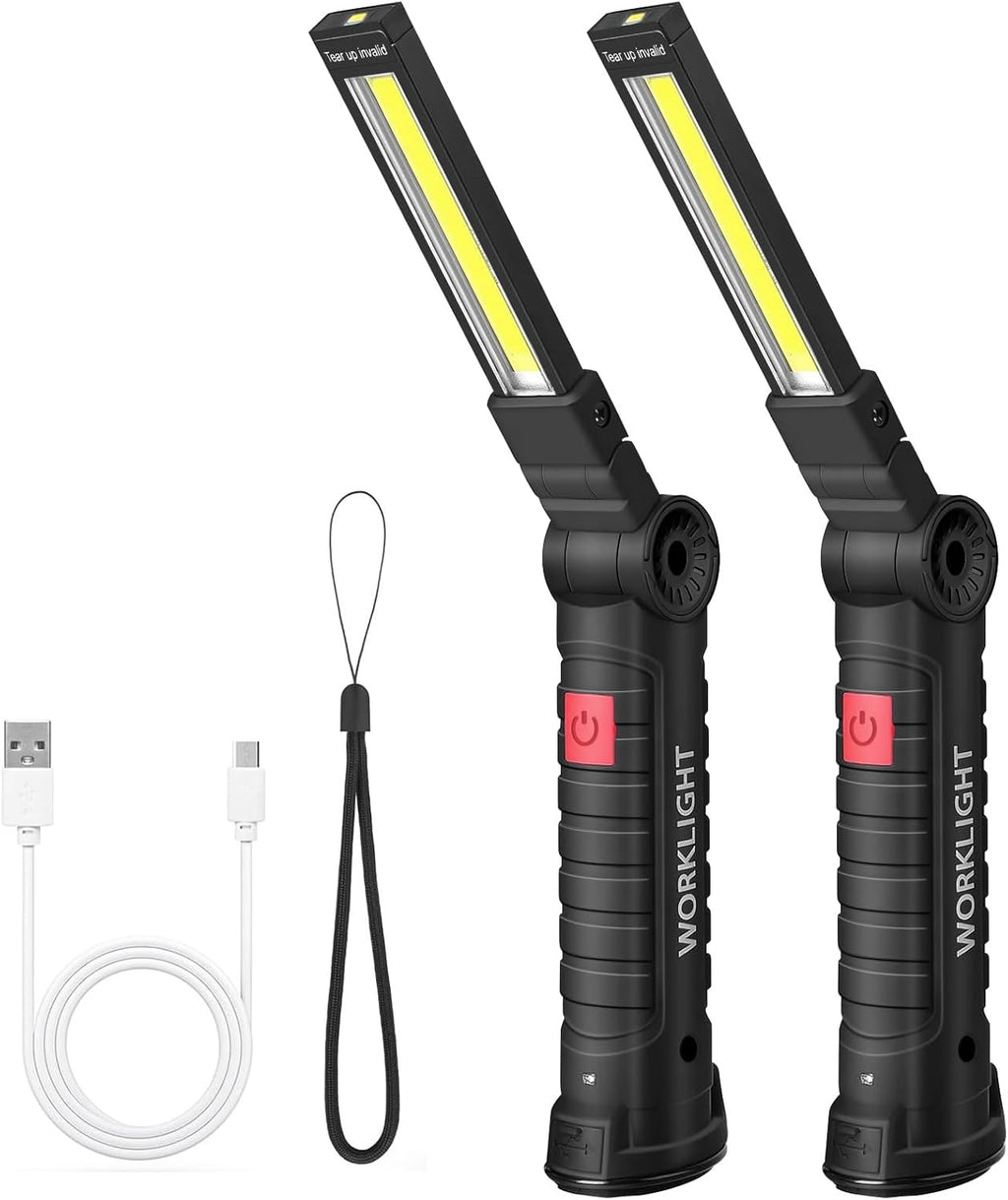 ZANOID Rechargeable LED Work Light Flashlight with Magnetic Base (2-Pack)