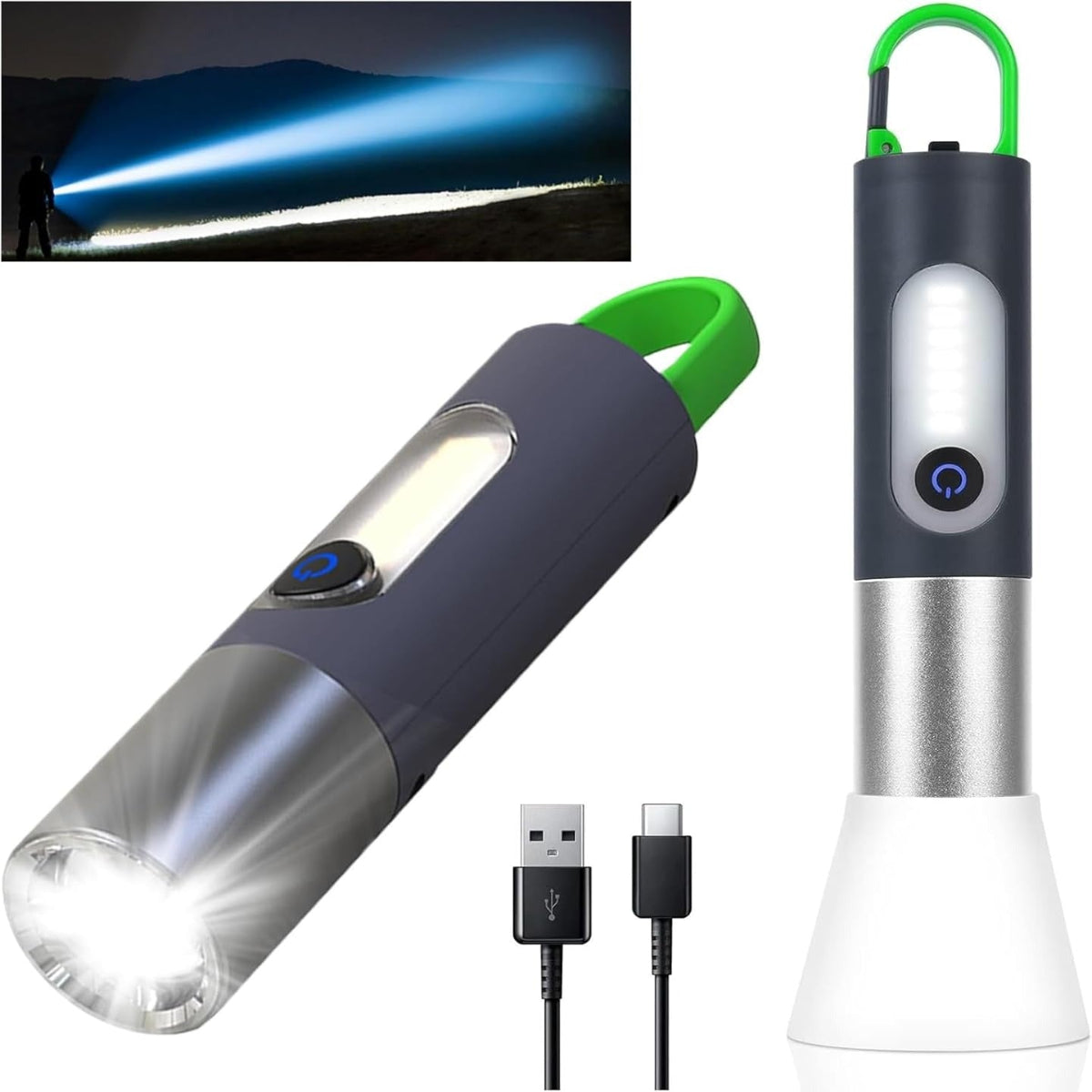 ZANOID Rechargeable LED Flashlight | 1000 Lumens, Zoomable, 4 Modes | IPX4 Waterproof Tactical for Camping & EDC - ZANOID Camping Lights