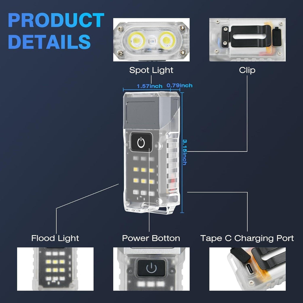 ZANOID 1000-Lumen EDC Pocket Flashlight | 180° Swivel Head, Magnetic Tail, 9 Modes | USB-C Rechargeable for Camping & Work - ZANOID Camping Lights