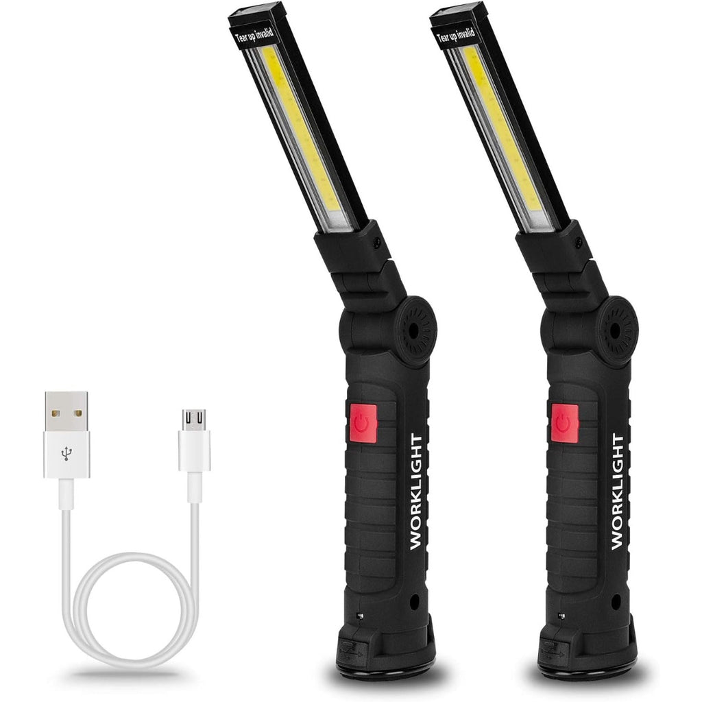 ZANOID 2-Pack Rechargeable LED Work Light | Magnetic Base, 180° Rotate, 5 Modes | Mechanic Flashlight for Car Repair & Under Hood - ZANOID Work Lights