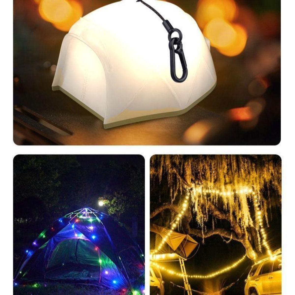 ZANOID Rechargeable Camping String Lights | 49.2ft LED, 6 Modes, USB-C | Waterproof for Tent, Patio & Christmas Decor - ZANOID String Lights