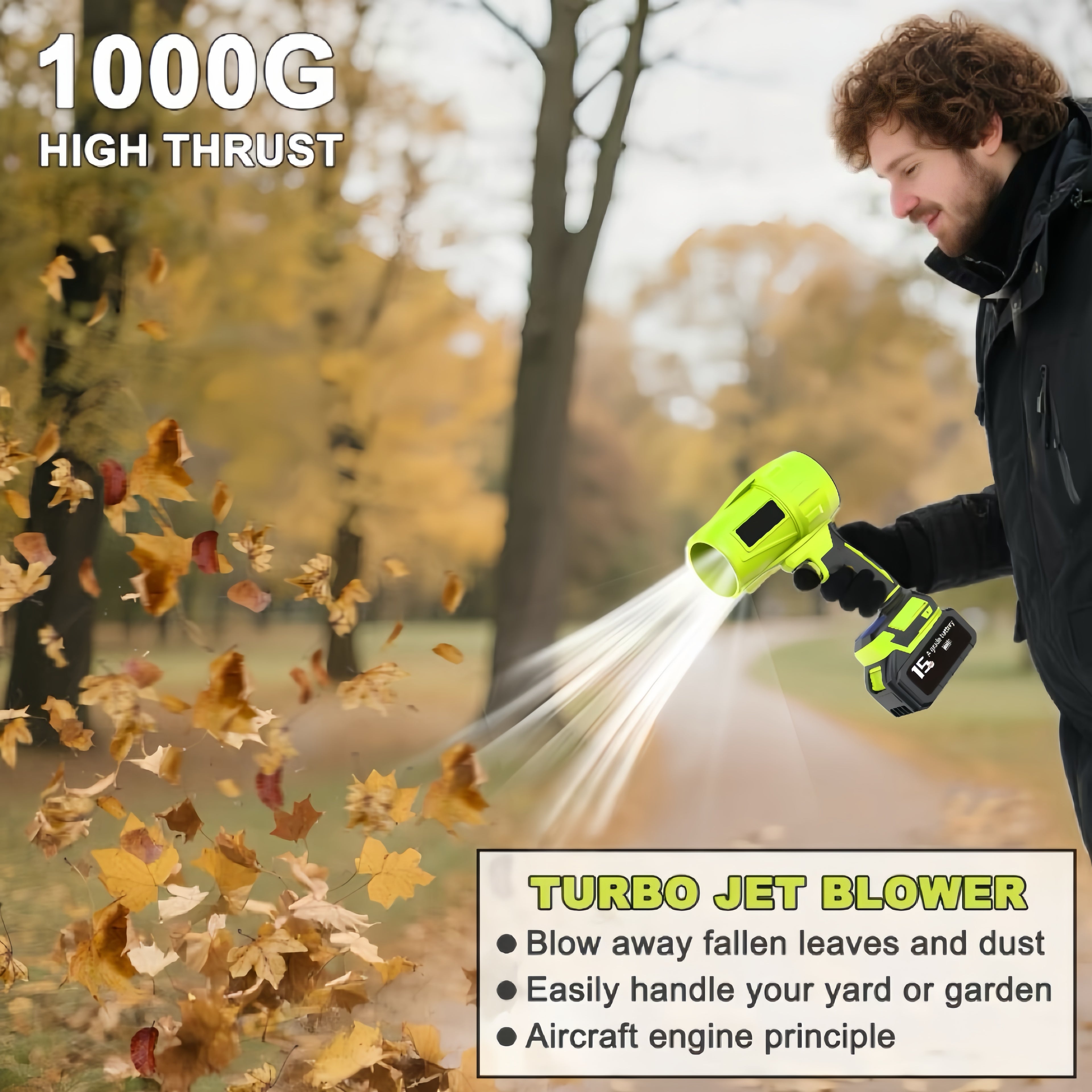 ZANOID Cordless Turbo Jet Leaf Blower (1000G High-Thrust)