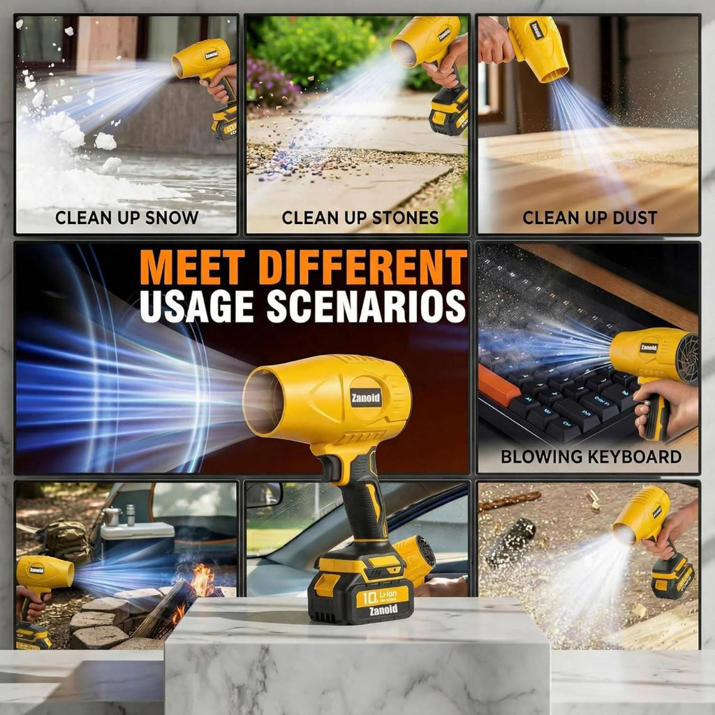 ZANOID Cordless Turbo Jet Leaf Blower | Lightweight 2.2LBS/3.1LBS | High-Thrust for Leaves, Car Drying & Workshop Cleanup - ZANOID Leaf Blowers