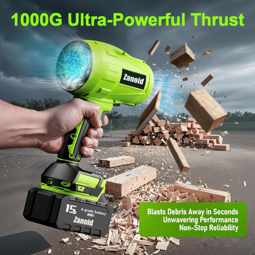 ZANOID Cordless Turbo Jet Leaf Blower | Lightweight 2.2LBS/3.1LBS | High-Thrust for Leaves, Car Drying & Workshop Cleanup - ZANOID Leaf Blowers