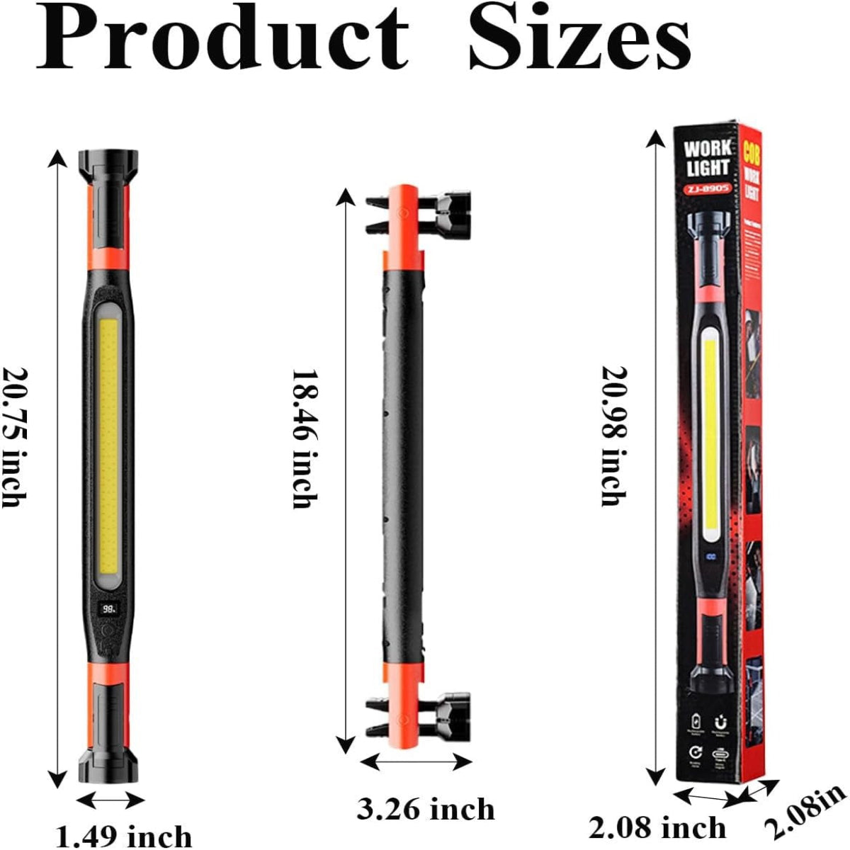 ZANOID Rechargeable Magnetic LED Work Light Bar | Under Hood Mechanic Light | Cordless Portable for Auto Repair & Garage - ZANOID Work Lights