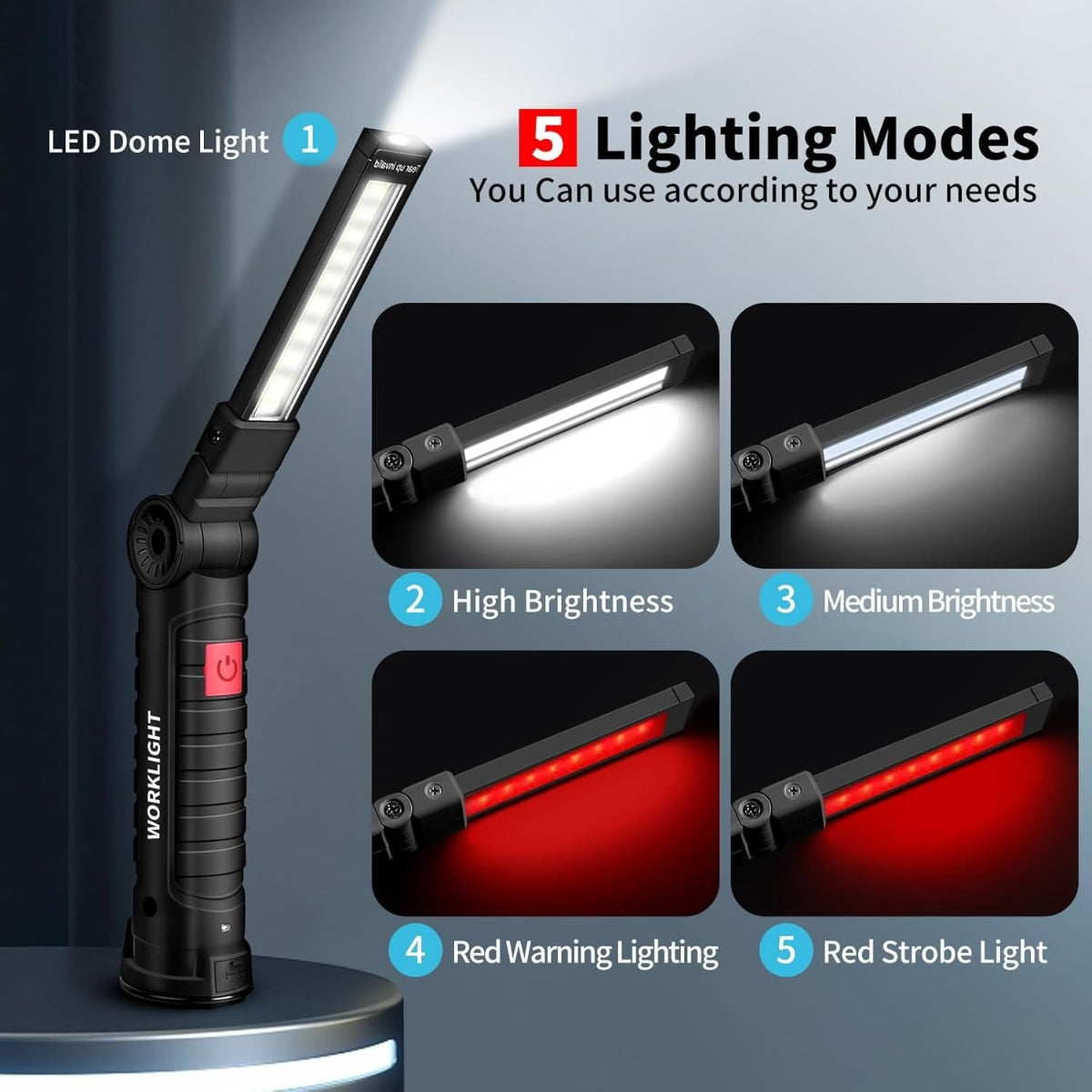 ZANOID 2-Pack Rechargeable LED Work Light | Magnetic Base, 180° Rotate, 5 Modes | Mechanic Flashlight for Car Repair & Under Hood - ZANOID Work Lights