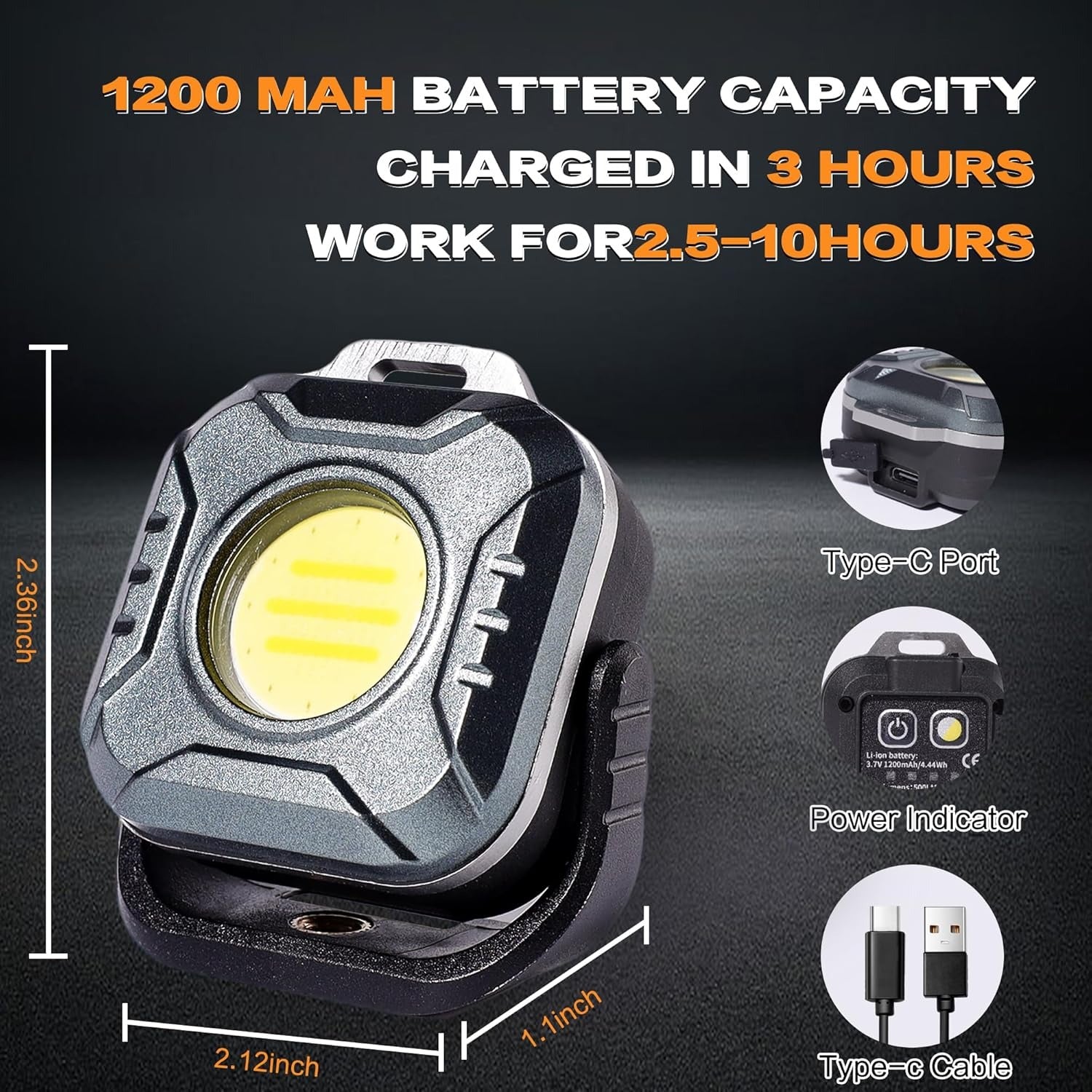 ZANOID Mini Rechargeable Magnetic Work Light (500 Lumens, 2-Pack)