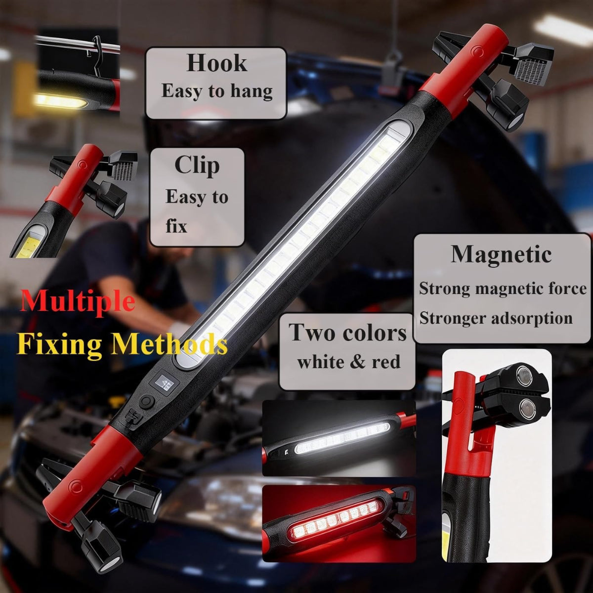 ZANOID Rechargeable Magnetic LED Work Light Bar | Under Hood Mechanic Light | Cordless Portable for Auto Repair & Garage - ZANOID Work Lights