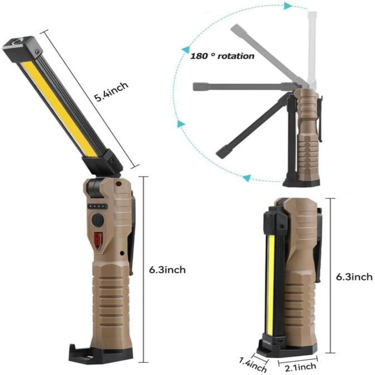 ZANOID Rechargeable LED Work Light | Magnetic Base, Hanging Hook, 180° Rotate, 5 Modes | Mechanic Flashlight for Garage & Car Repair - ZANOID Work Lights