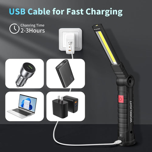 ZANOID 2-Pack Rechargeable LED Work Light | Magnetic Base, 180° Rotate, 5 Modes | Mechanic Flashlight for Car Repair & Under Hood - ZANOID Work Lights