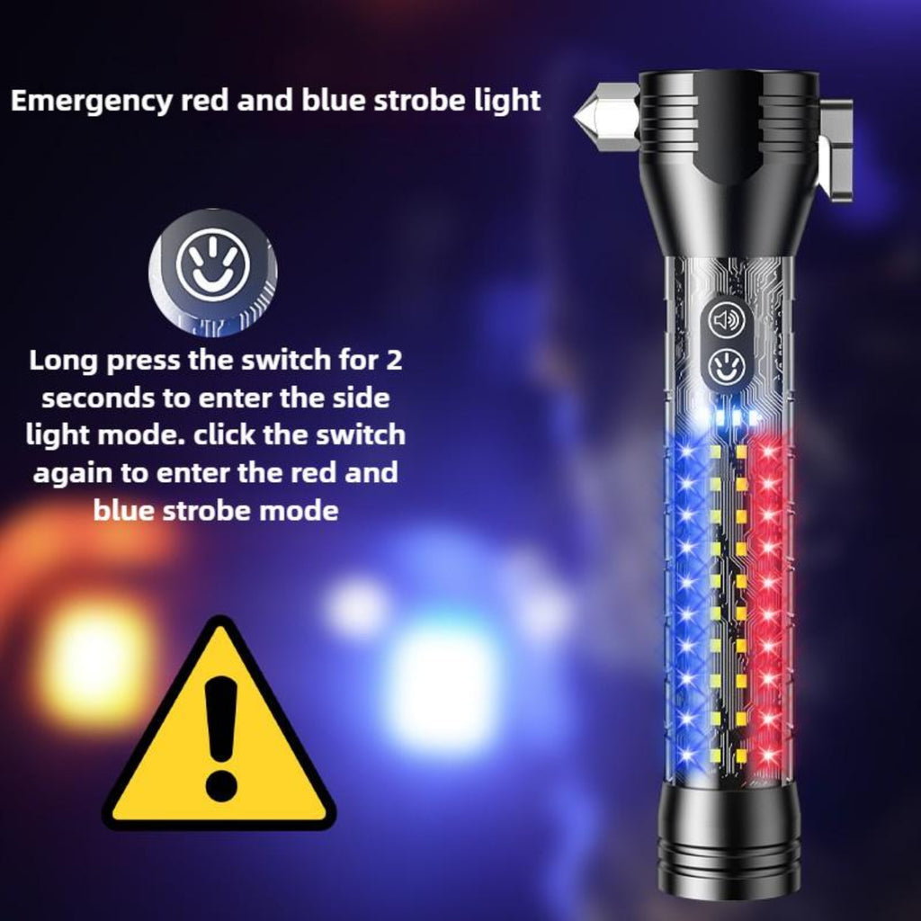 ZANOID Solar Rechargeable Tactical Flashlight | LED with Glass Breaker & Seatbelt Cutter | Waterproof for Camping & Car Emergency - ZANOID Camping Lights