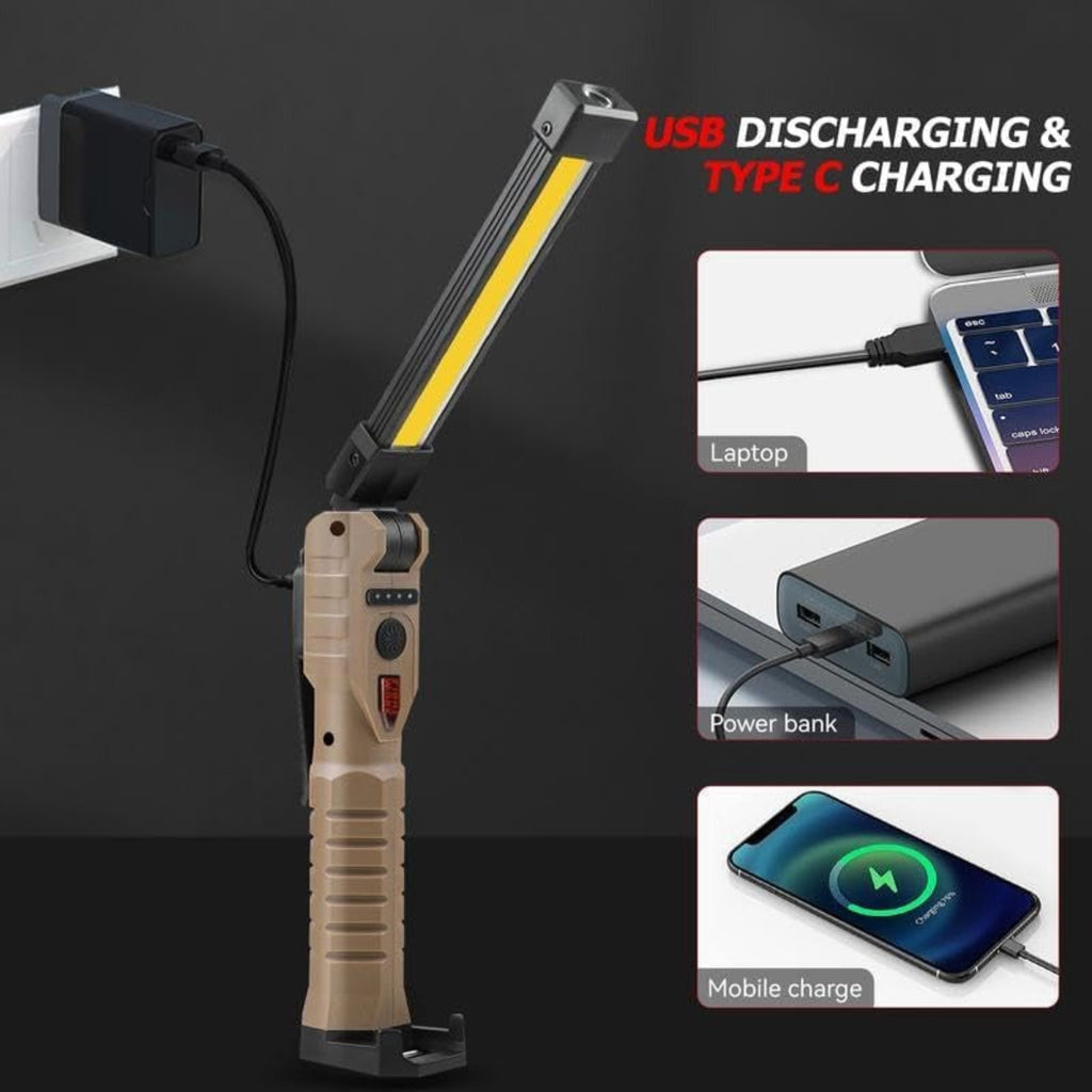 ZANOID Rechargeable LED Work Light | Magnetic Base, Hanging Hook, 180° Rotate, 5 Modes | Mechanic Flashlight for Garage & Car Repair - ZANOID Work Lights