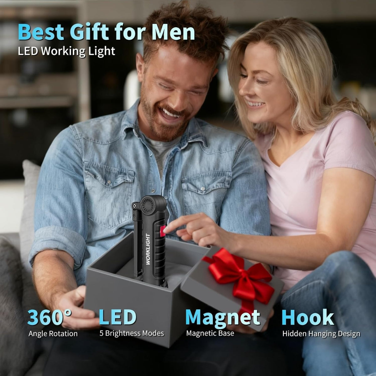 ZANOID 2-Pack Rechargeable LED Work Light | Magnetic Base, 180° Rotate, 5 Modes | Mechanic Flashlight for Car Repair & Under Hood - ZANOID Work Lights