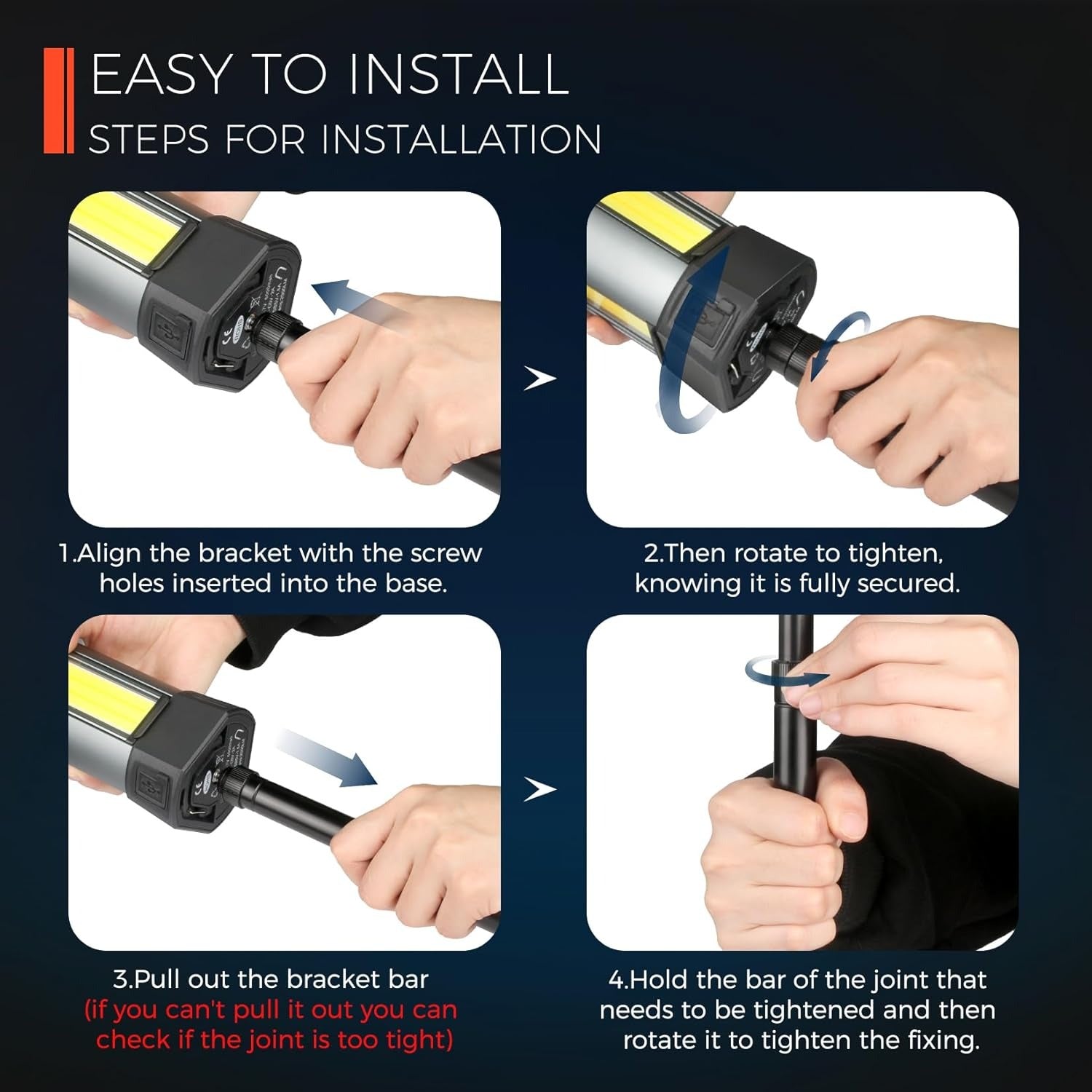 ZANOID Rechargeable LED Work Light with Telescopic Stand (2000 Lumens)