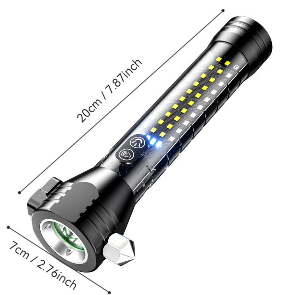 ZANOID Solar Rechargeable Tactical Flashlight | LED with Glass Breaker & Seatbelt Cutter | Waterproof for Camping & Car Emergency - ZANOID Camping Lights