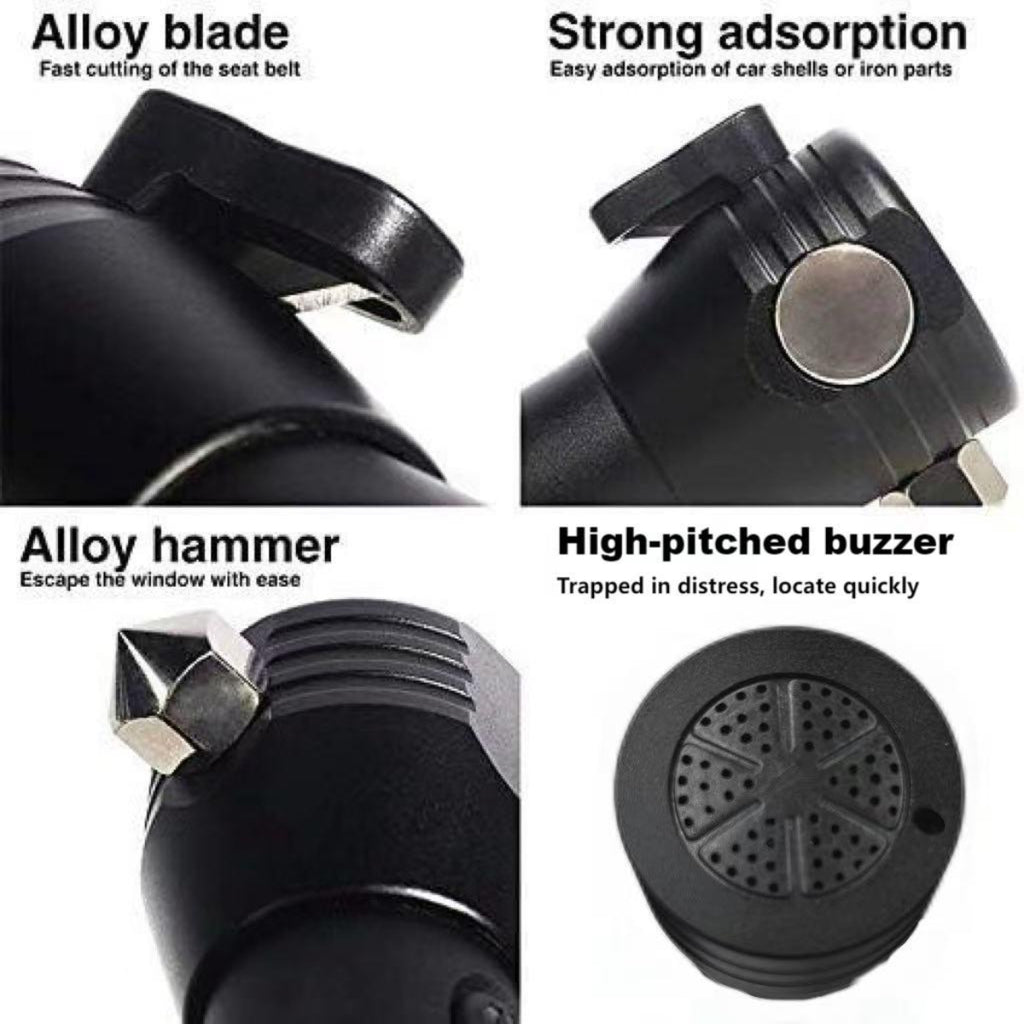 ZANOID Solar Rechargeable Tactical Flashlight | LED with Glass Breaker & Seatbelt Cutter | Waterproof for Camping & Car Emergency - ZANOID Camping Lights